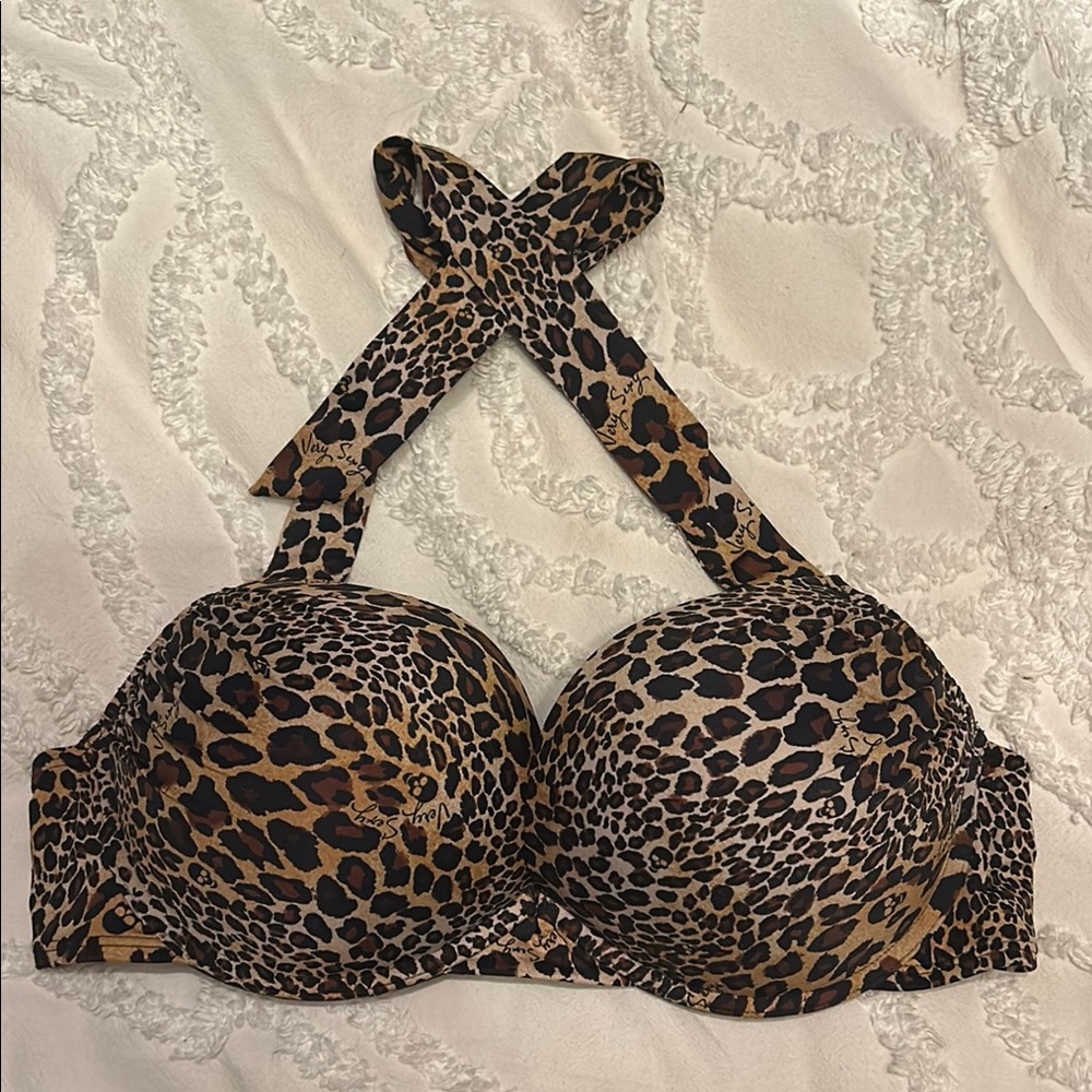 Victoria's Secret Leopard Print Push-up Bikini top in Brown and Black